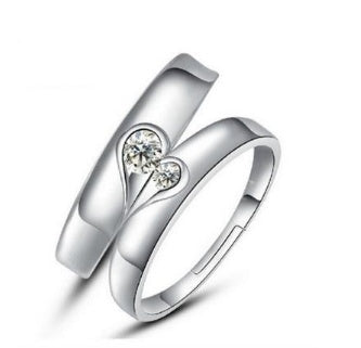 Silver heart diamond ring couple love wedding ring engagement diamond ring men and women marriage wedding heart sandrabazar..