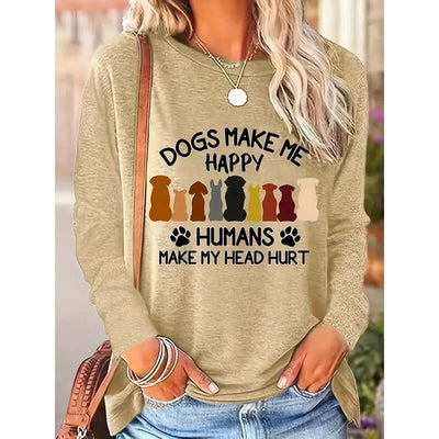 Women's Dog & Letter Print Crew Neck Sweatshirt, Casual Long Sleeve T-Shirt For Spring & Fall sandrabazar..