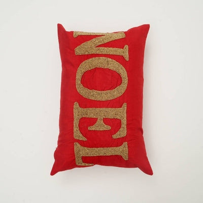 Handmade Red Noel Bead Wooden Pillow sandrabazar.