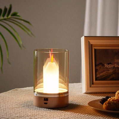 Hand sweep induction table lamp for restaurant and home decor.