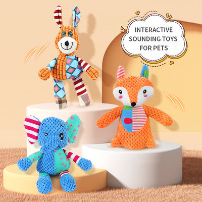 Colorful plush interactive dog toys with squeaky and crinkly sounds for aggressive chewers and pet play
