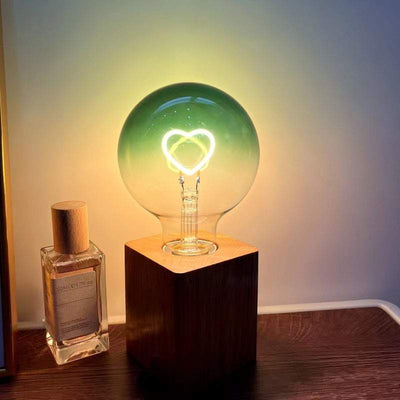Ins Atmosphere Lamp with heart-shaped LED light on wooden base, perfect for home decor.