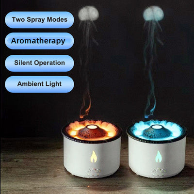 New Creative Ultrasonic Essential Oil Humidifier Volcano Aromatherapy Machine Spray Jellyfish Air Flame Humidifier Diffuser sandrabazar.