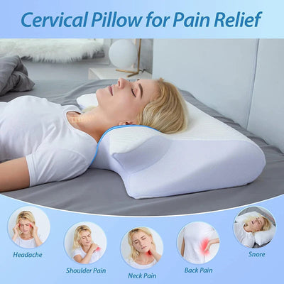 Memory Foam Cervical Pillow, 2 In 1 Ergonomic Contour Orthopedic Pillow For Neck Pain, Contoured Support Pillows,Neck Pillow sandrabazar.
